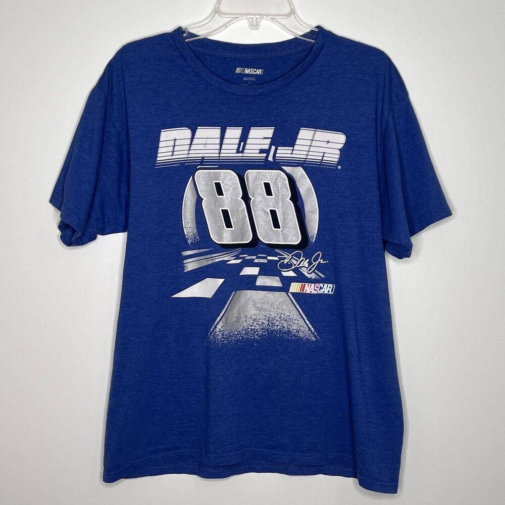 Dale Earnhardt Jr  Blue T-Shirt - Size L # 88 Nascar Short Sleeve Casual Graphic